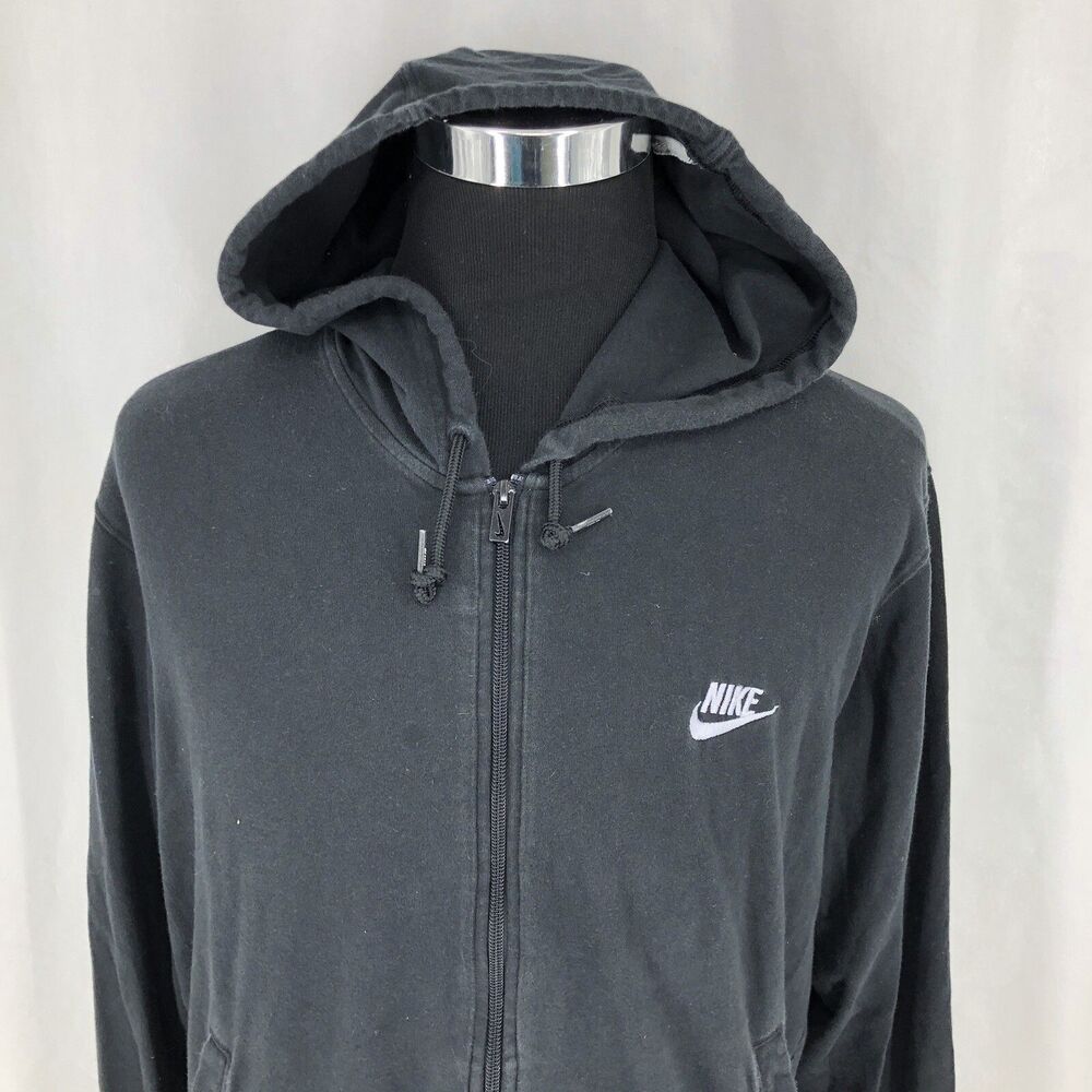 Nike Fleece Full Zip Hoodie Black Jacket 336627-010 Large